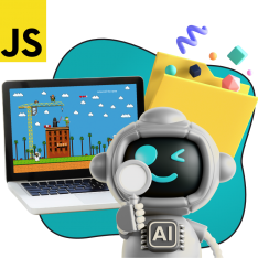 Язык программирования JavaScript + AI. Проектное обучение + геймификация + AI-помощники - КИБЕРшкола программирования для детей, компьютерные курсы для школьников, начинающих и подростков - KIBERone г. Уфа